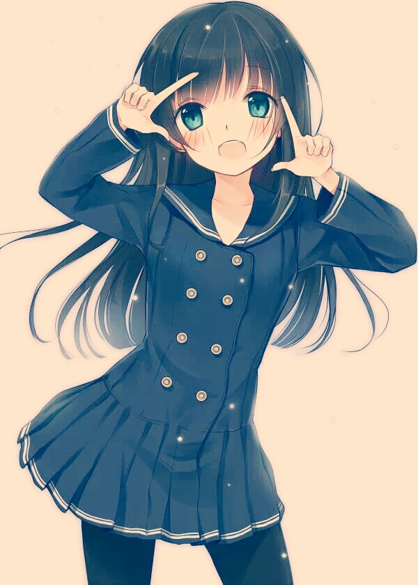 Cute 3 follow me anime girl school uniform pose 