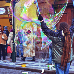 prague city bubbles bubbleman
